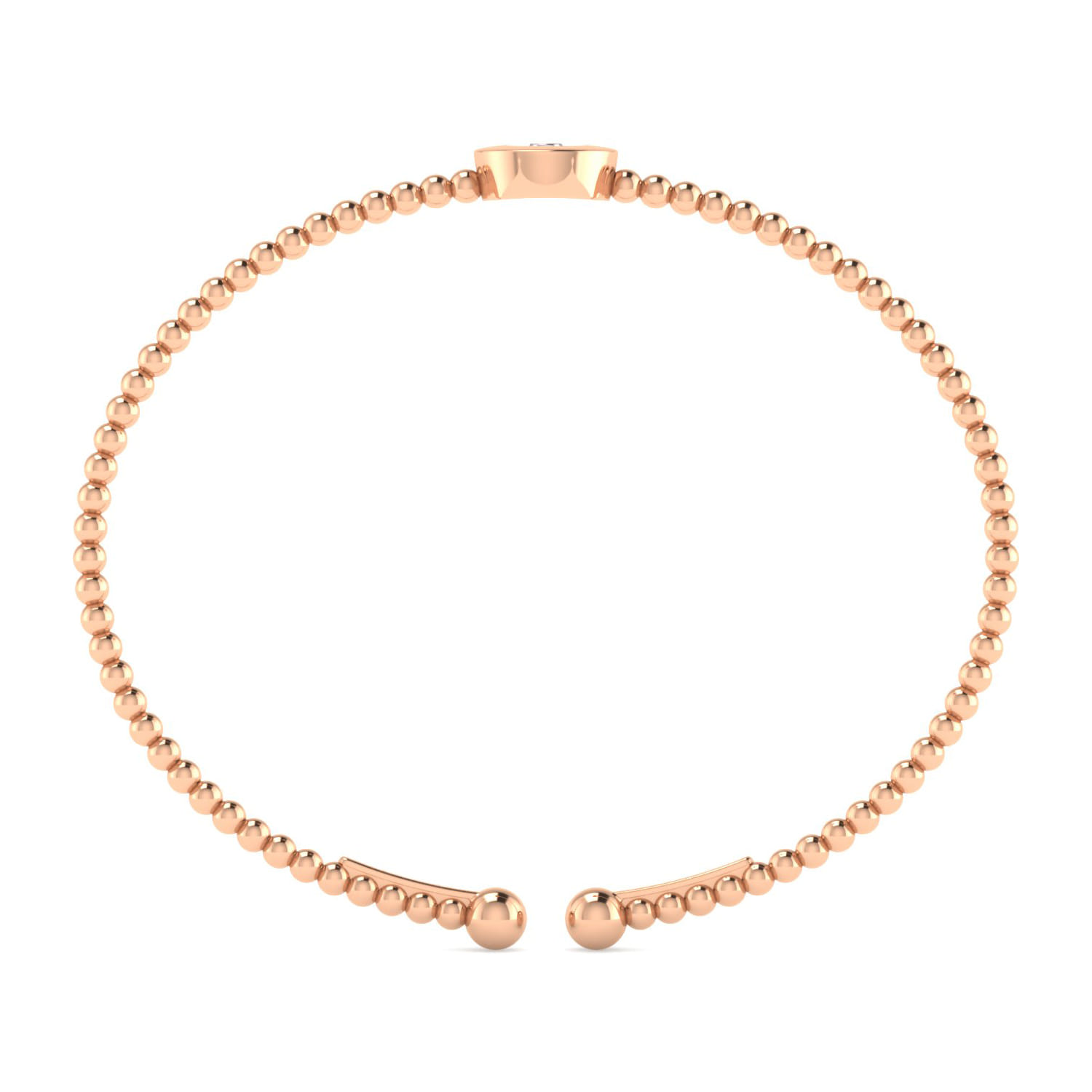 14K Rose Gold Round U Initial Diamond Bujukan Cuff Bracelet - 0.04 ct - Shot 3