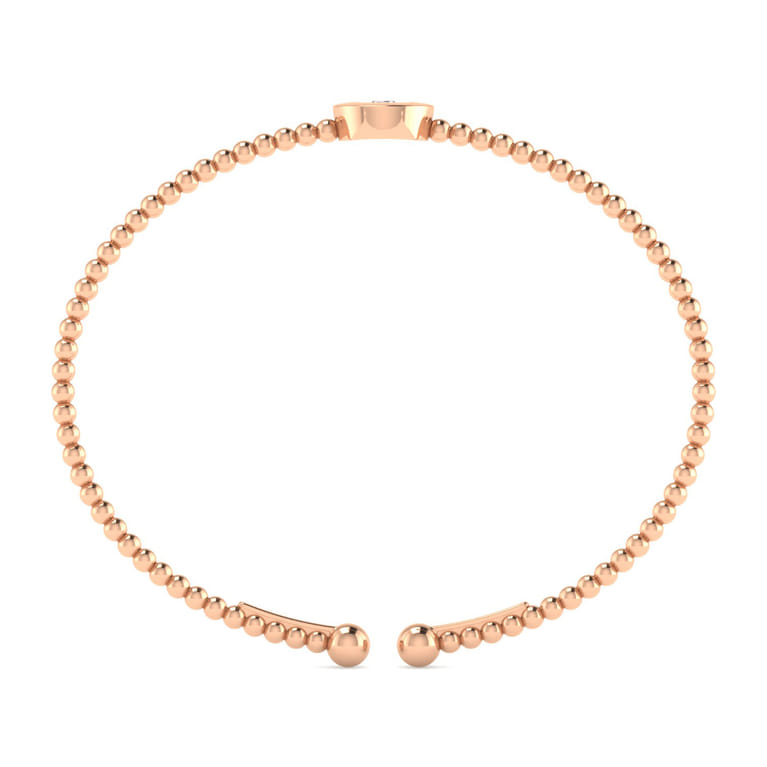 14K Rose Gold Round U Initial Diamond Bujukan Cuff Bracelet - 0.04 ct - Shot 3