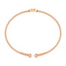 14K Rose Gold Round U Initial Diamond Bujukan Cuff Bracelet - 0.04 ct