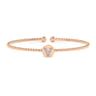14K Rose Gold Round V Initial Diamond Bujukan Cuff Bracelet - 0.04 ct