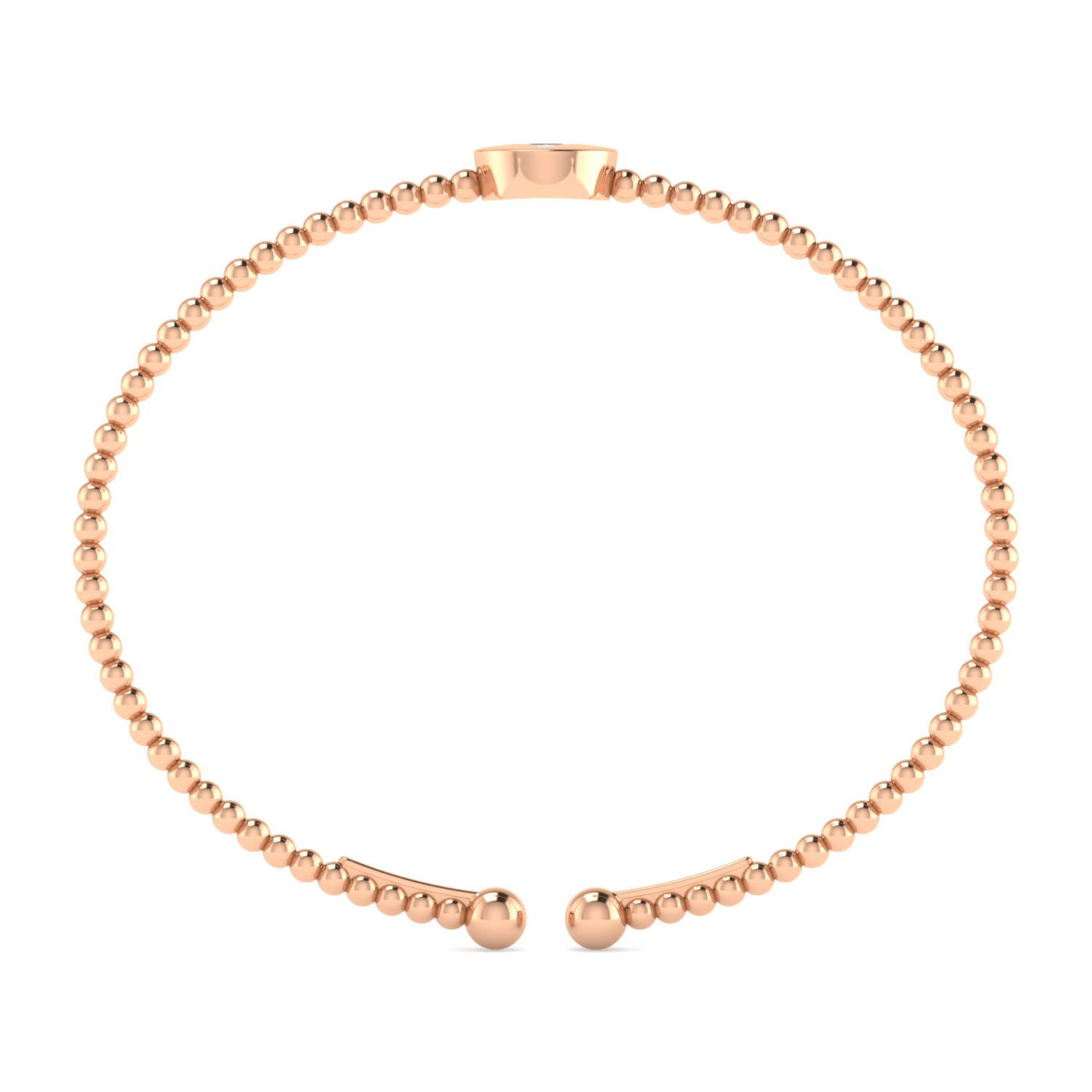 14K Rose Gold Round V Initial Diamond Bujukan Cuff Bracelet - 0.04 ct - Shot 3