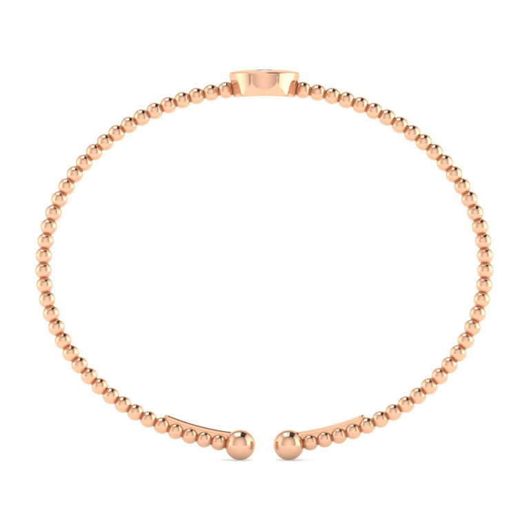 14K Rose Gold Round V Initial Diamond Bujukan Cuff Bracelet - 0.04 ct - Shot 3