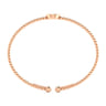 14K Rose Gold Round V Initial Diamond Bujukan Cuff Bracelet - 0.04 ct