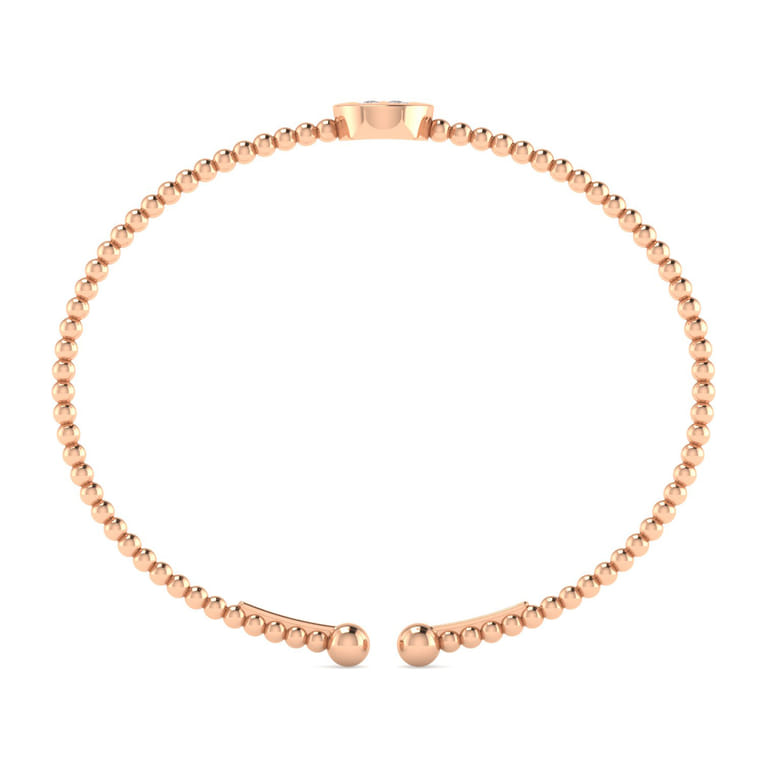 14K Rose Gold Round W Initial Diamond Bujukan Cuff Bracelet - 0.06 ct - Shot 3