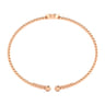 14K Rose Gold Round W Initial Diamond Bujukan Cuff Bracelet - 0.06 ct