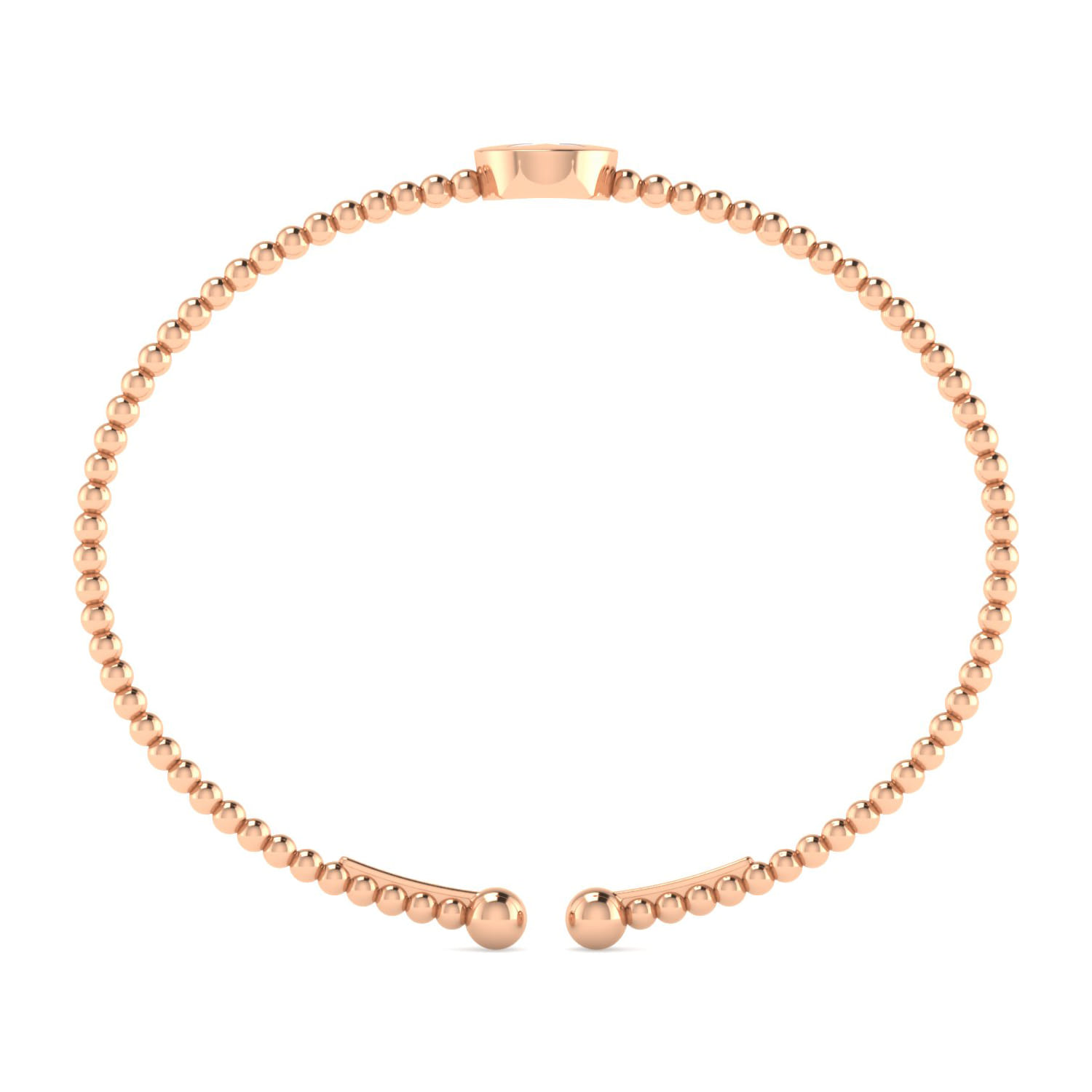 14K Rose Gold Round X Initial Diamond Bujukan Cuff Bracelet - 0.04 ct - Shot 3