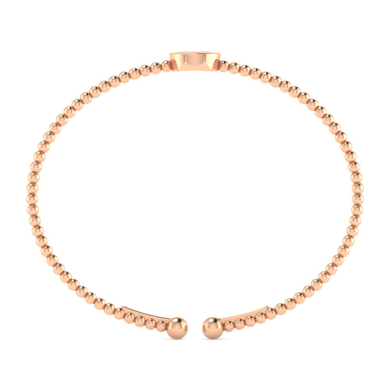 14K Rose Gold Round X Initial Diamond Bujukan Cuff Bracelet - 0.04 ct - Shot 3