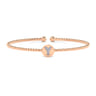 14K Rose Gold Round Y Initial Diamond Bujukan Cuff Bracelet - 0.03 ct