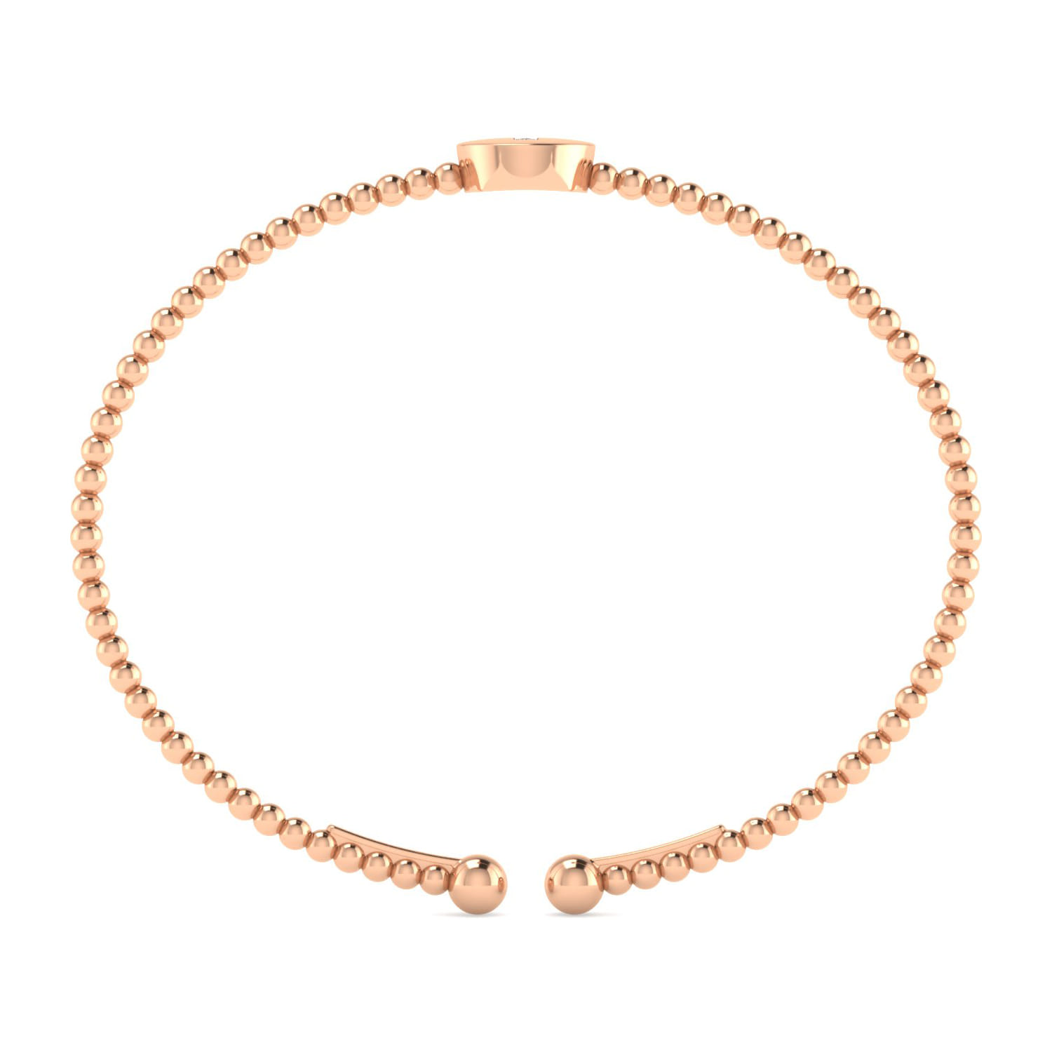 14K Rose Gold Round Y Initial Diamond Bujukan Cuff Bracelet - 0.03 ct - Shot 3