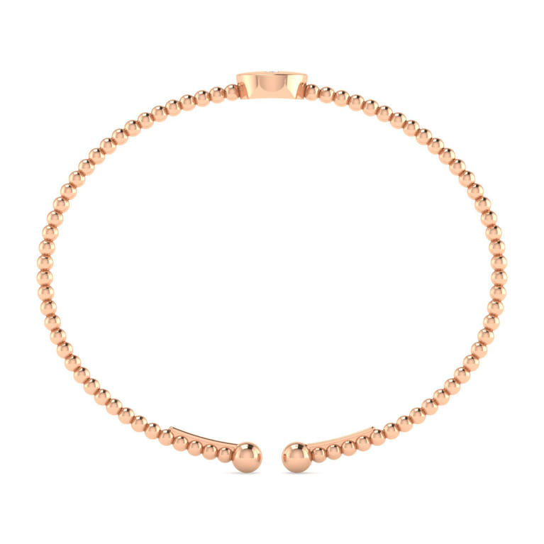 14K Rose Gold Round Y Initial Diamond Bujukan Cuff Bracelet - 0.03 ct - Shot 3