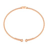 14K Rose Gold Round Y Initial Diamond Bujukan Cuff Bracelet - 0.03 ct