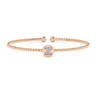 14K Rose Gold Round Z Initial Diamond Bujukan Cuff Bracelet - 0.05 ct