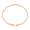 14K Rose Gold Round Z Initial Diamond Bujukan Cuff Bracelet - 0.05 ct
