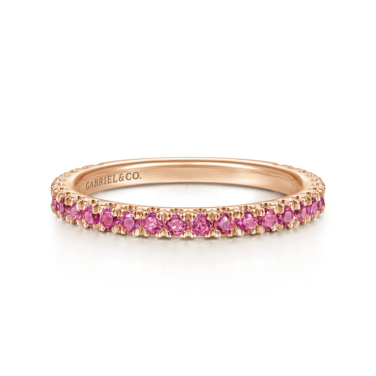 14K Rose Gold Ruby Stackable Ring - Shot 1