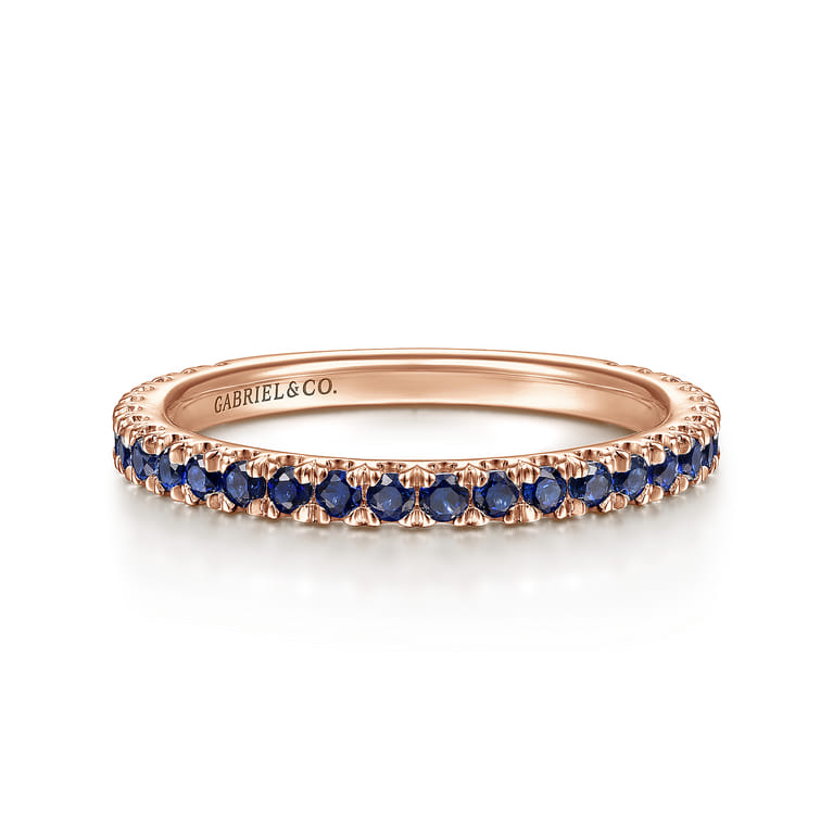 14K Rose Gold Sapphire Stackable Ring - Shot 1