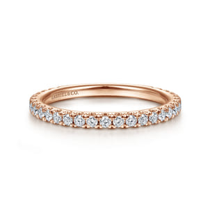 14K Rose Gold Scalloped Diamond Stackable Ring