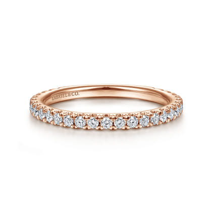 14K Rose Gold Scalloped Diamond Stackable Ring