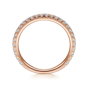14K Rose Gold Scalloped Diamond Stackable Ring