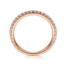 14K Rose Gold Scalloped Diamond Stackable Ring - 0.4 ct