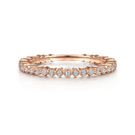 14K Rose Gold Scalloped Stackable Diamond Band Ring