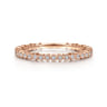 14K Rose Gold Scalloped Stackable Diamond Band Ring - 0.1 ct