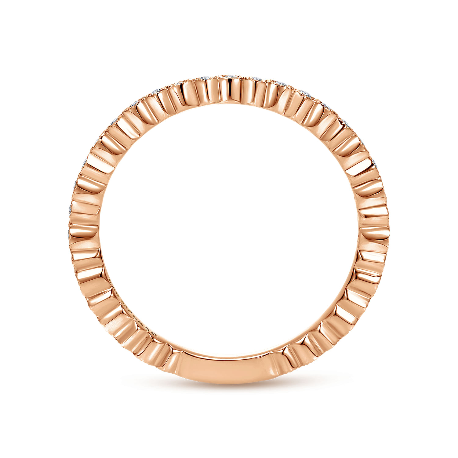14K Rose Gold Scalloped Stackable Diamond Band Ring