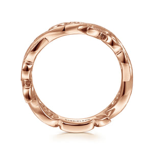 14K Rose Gold Scrolling Floral Diamond Stackable Ring