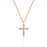 14K Rose Gold Sculpted Diamond Cross Pendant Necklace - 0.09 ct