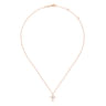 14K Rose Gold Sculpted Diamond Cross Pendant Necklace - 0.09 ct