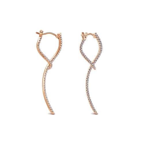14K Rose Gold Sculptural Diamond Drop Earrings - 0.45 ct - Shot 3