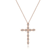 14K Rose Gold Segmented Diamond Cross Necklace