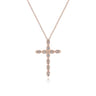 14K Rose Gold Segmented Diamond Cross Necklace - 0.15 ct