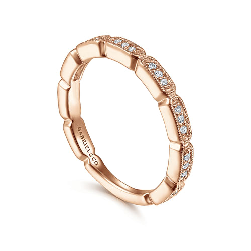 14K Rose Gold Segmented Diamond Stackable Ring - 0.14 ct - Shot 2