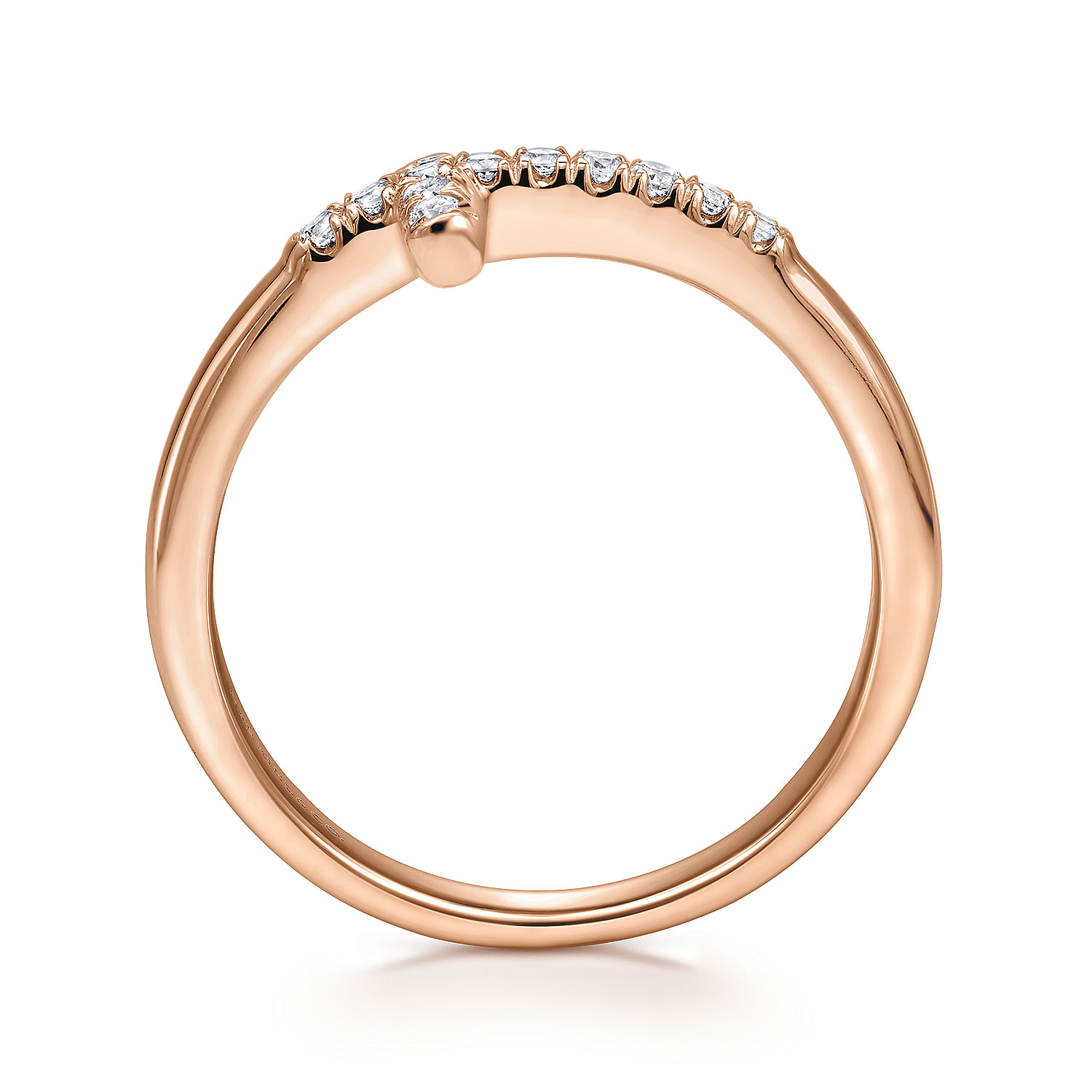 14K Rose Gold Sideway Diamond Cross Ring