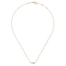 14K Rose Gold Sideways Curved Diamond Cross Necklace - 0.07 ct