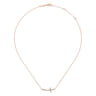 14K Rose Gold Sideways Curved Diamond Cross Necklace - 0.17 ct