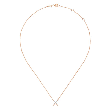 14K Rose Gold Split Chain Diamond X Necklace