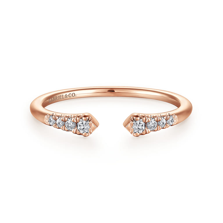 14K Rose Gold Split Diamond Stackable Ring - 0.1 ct - Shot 1