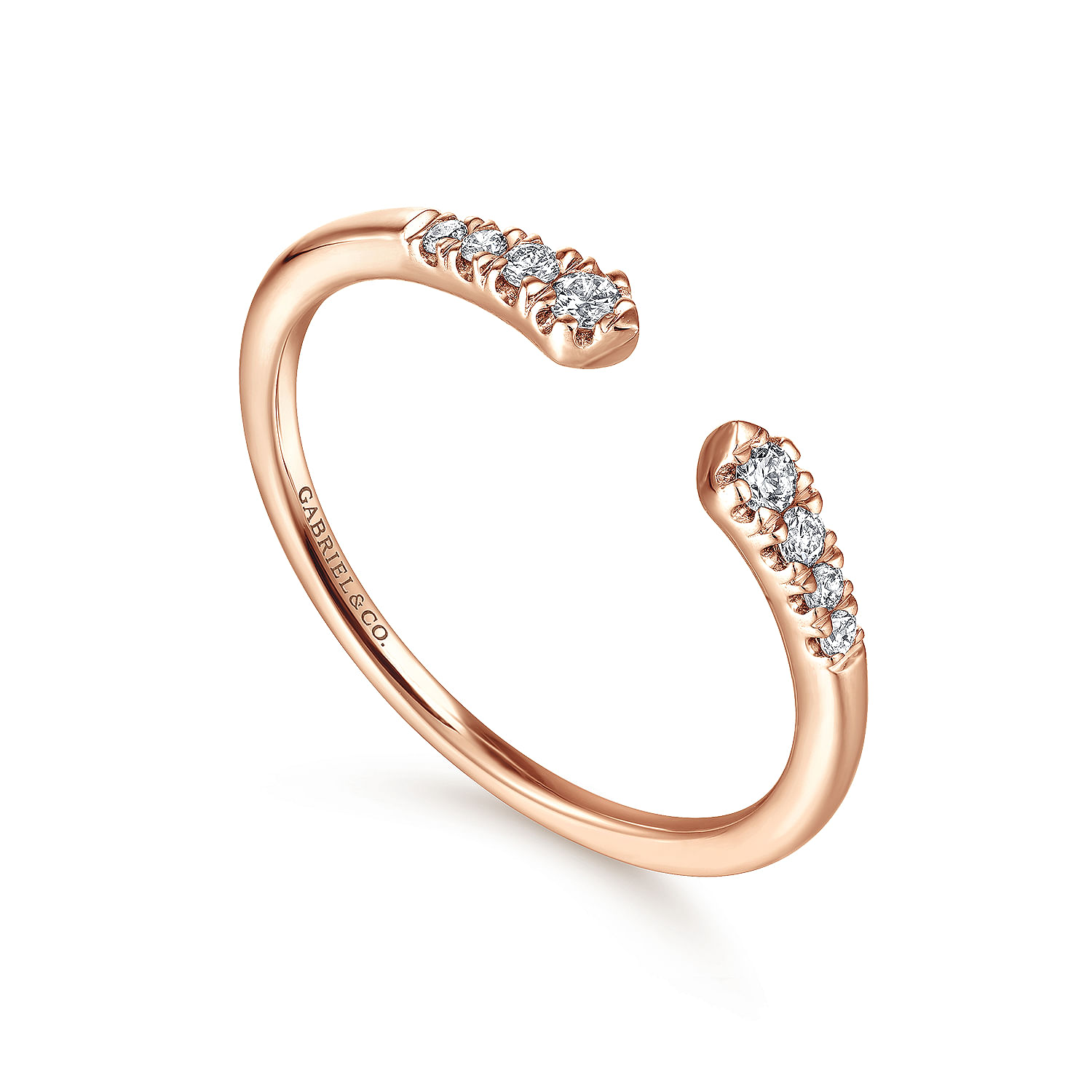 14K Rose Gold Split Diamond Stackable Ring