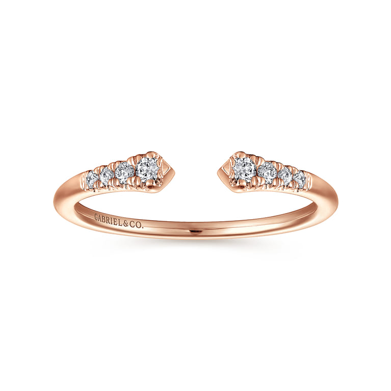 14K Rose Gold Split Diamond Stackable Ring - 0.1 ct - Shot 4