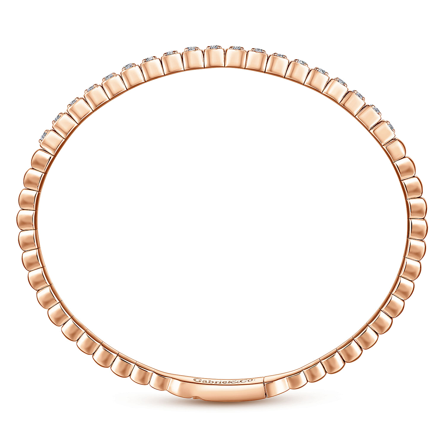 14K Rose Gold Square Set Diamond Bangle - 0.65 ct - Shot 3