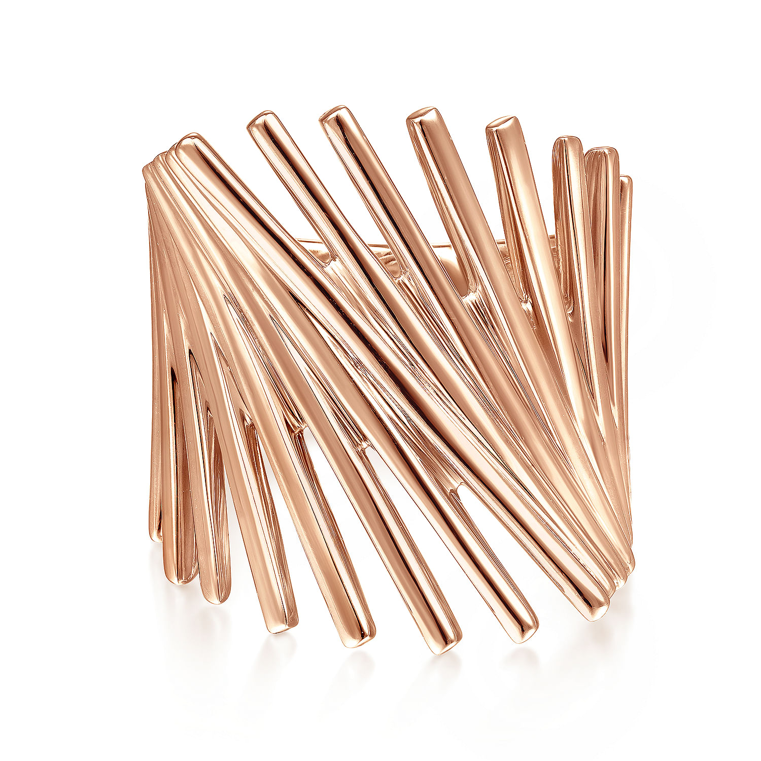 14K Rose Gold Stacked Bar Cage Ring