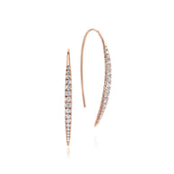 14K Rose Gold Tapered Diamond Fish Wire Drop Earrings