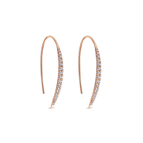 14K Rose Gold Tapered Diamond Fish Wire Drop Earrings - 0.45 ct - Shot 2