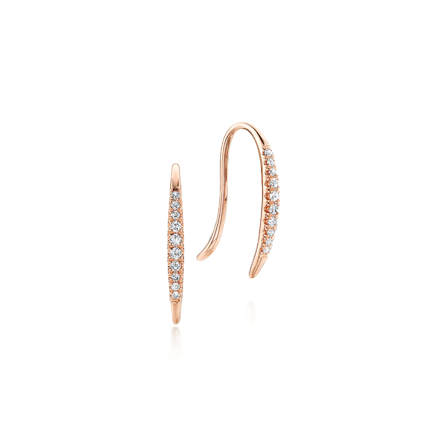 14K Rose Gold Tapered Diamond Fish Wire Earrings - 0.1 ct - Shot 1