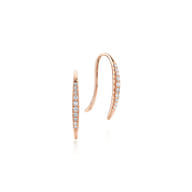 14K Rose Gold Tapered Diamond Fish Wire Earrings