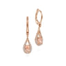 14K Rose Gold Teardrop Morganite and Diamond Drop Earrings - 0.21 ct