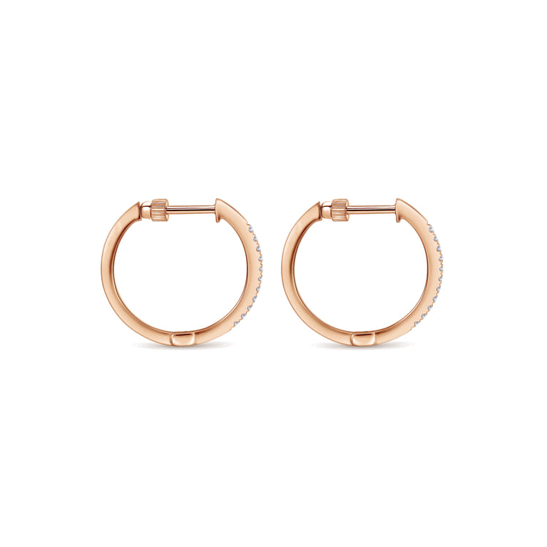 14K Rose Gold Tiger Claw Set Diamond 15mm Round Huggie Earrings - 0.2 ct - Shot 2