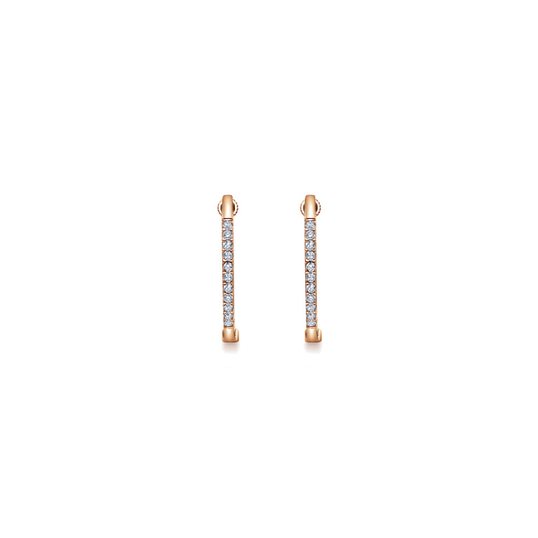14K Rose Gold Tiger Claw Set Diamond 15mm Round Huggie Earrings - 0.2 ct - Shot 3