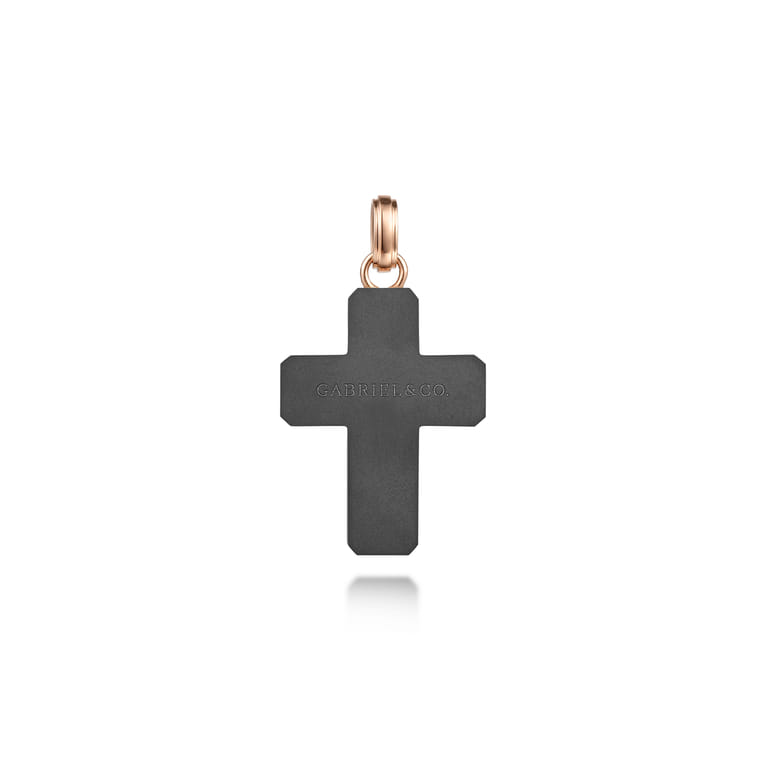 14K Rose Gold  Titanium Cross Mens Pendant - Shot 2